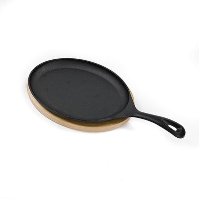 Bandeja BSCI de Matt Black Cast Iron Sizzle com o Fajita baixo de madeira