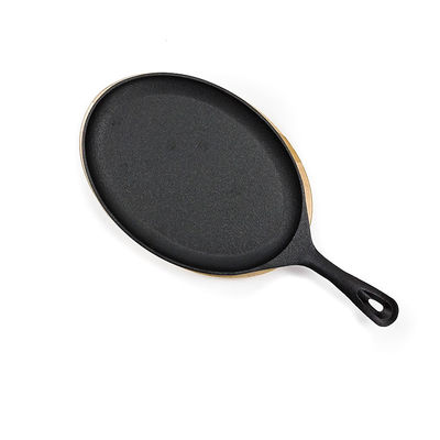 Bandeja BSCI de Matt Black Cast Iron Sizzle com o Fajita baixo de madeira