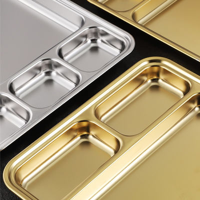 Taças de placas metálicas de aço inoxidável rectangulares divididas para jantar