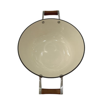 frigideira chinesa chinês do frigideira do ferro fundido 15Inch com os punhos duráveis do laço