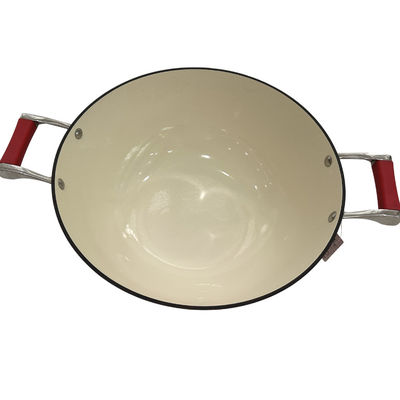 frigideira chinesa chinês do frigideira do ferro fundido 15Inch com os punhos duráveis do laço