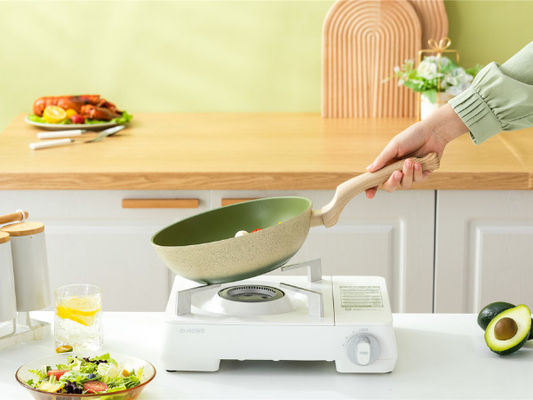 13Inch frigideira chinesa de alumínio chinês revestimento de Pan With Tempered Glass Lid e não da vara