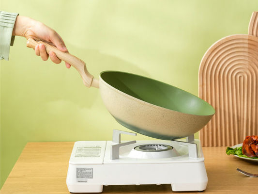 13Inch frigideira chinesa de alumínio chinês revestimento de Pan With Tempered Glass Lid e não da vara