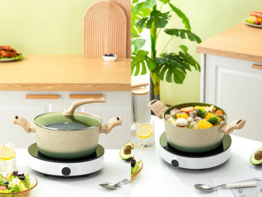 O ODM cola não o grupo de alumínio 5Piece do Cookware com punhos destacáveis