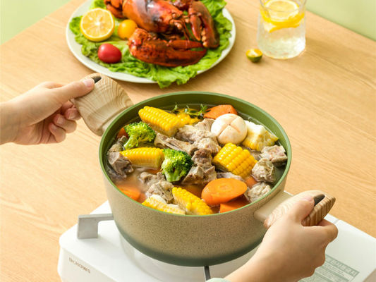 Punhos resistentes de Pan Non Stick With Heat da caçarola de alumínio do elevado desempenho e tampa de vidro