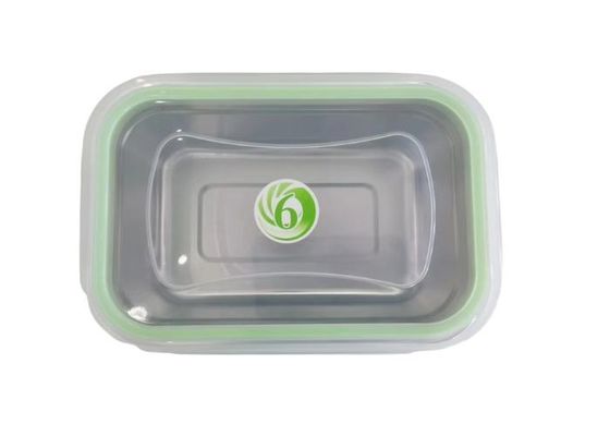 Contenedor de aço inoxidável reutilizável com tampa de plástico transparente de 18 cm