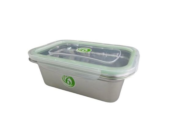 Contenedor de aço inoxidável reutilizável com tampa de plástico transparente de 18 cm