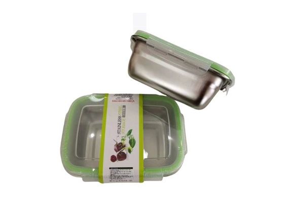 Contenedor de aço inoxidável reutilizável com tampa de plástico transparente de 18 cm