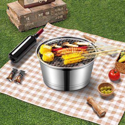 Forno de churrasco portátil de aço inoxidável de 29 cm para acampar