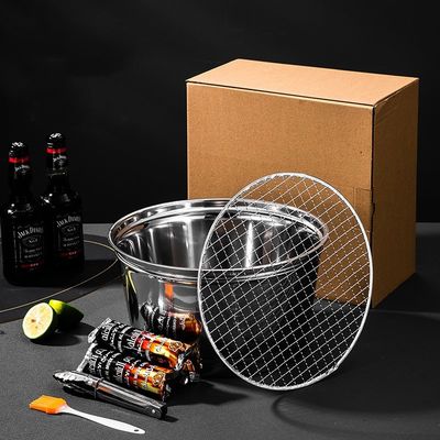 Forno de churrasco portátil de aço inoxidável de 29 cm para acampar