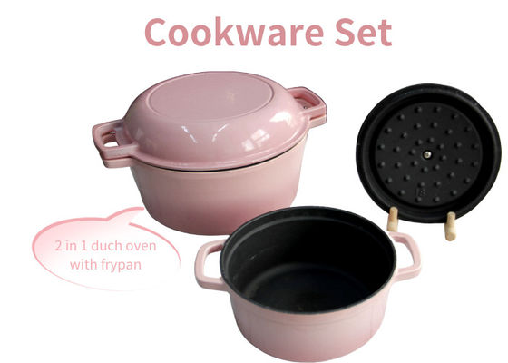 Sete de utensílios de cozinha de forno holandês duplo 2 em 1