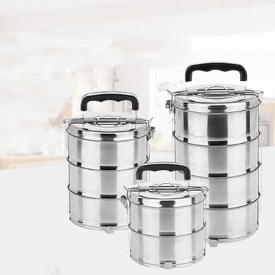 Caixa de almoço multifuncional de aço inoxidável com compartimentos e camadas múltiplas caixa de almoço portátil