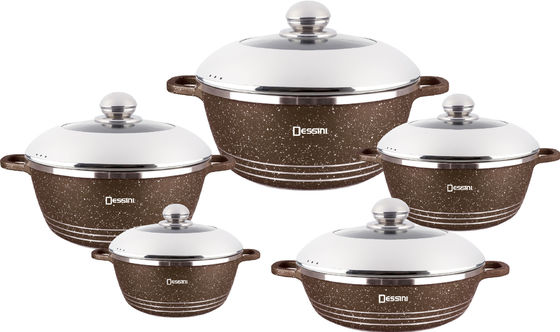 10pcs New Design Die-casting Não-stick Alumínio Kitchenware Sets Soup Pot
