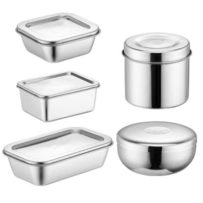Containers de aço inoxidável à prova de vazamento com tampa para armazenamento de alimentos