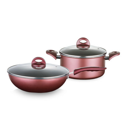 Conjunto de utensílios de cozinha de alumínio de borgoinha antiaderente multifuncional de 3 peças