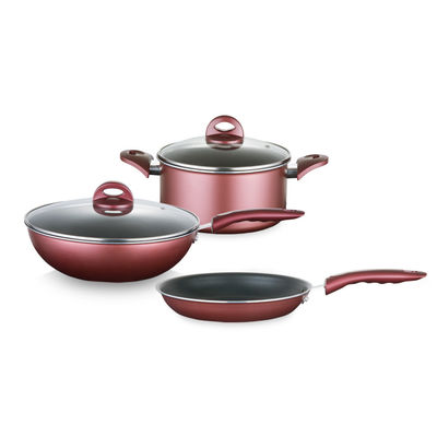 Conjunto de utensílios de cozinha de alumínio de borgoinha antiaderente multifuncional de 3 peças