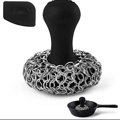 Skillet Pan Cast Iron Scrubber Dish Brush com alça de silicone