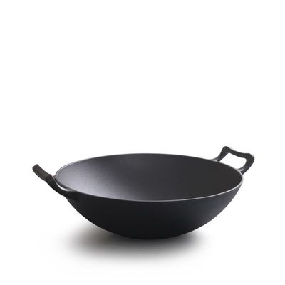 Vintage 32/36cm Wok de ferro fundido com orelhas duplas