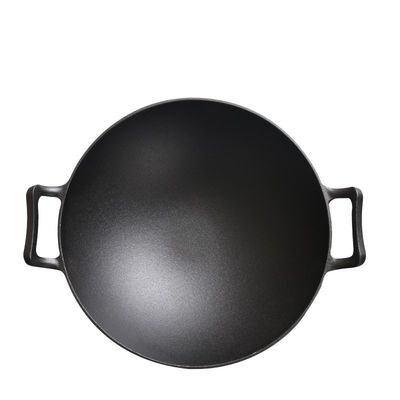 Vintage 32/36cm Wok de ferro fundido com orelhas duplas