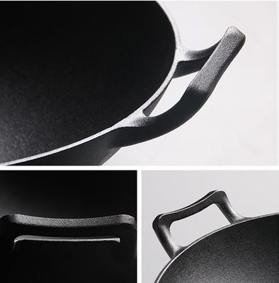 Vintage 32/36cm Wok de ferro fundido com orelhas duplas