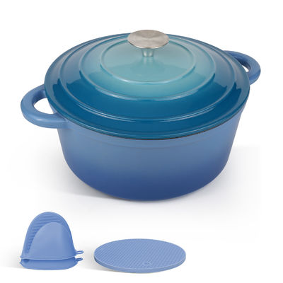 Forno holandês de ferro fundido com tampa de 6 litros de esmalte perfeito para cozinhar nas férias e aventuras ao ar livre