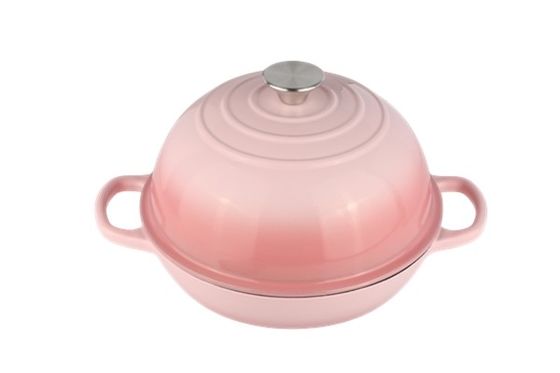 6QT Forno holandês de ferro fundido rosado com esmalte