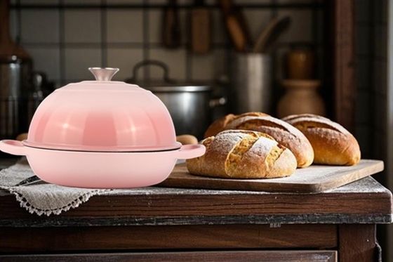 6QT Forno holandês de ferro fundido rosado com esmalte