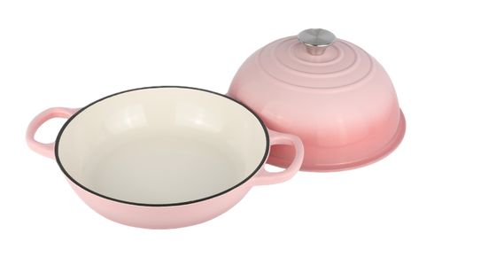 6QT Forno holandês de ferro fundido rosado com esmalte