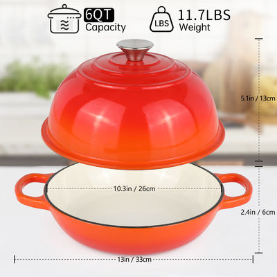 Forno holandês de ferro fundido em esmalte de 6 QT Perfeito para assar, cozinhar e cozinhar lentamente