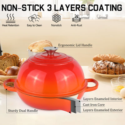 Forno holandês de ferro fundido em esmalte de 6 QT Perfeito para assar, cozinhar e cozinhar lentamente