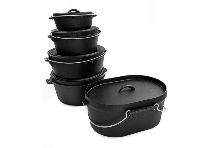 Forno holandês 36.5X29.5X14.3CM Matt Black Interior do ferro fundido resistente do risco