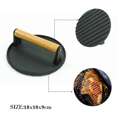 Matt Black Kitchen Cookware Accessories imprensa do hamburguer do ferro fundido de 7 polegadas