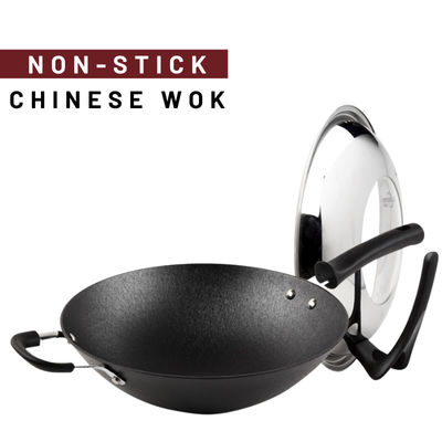 Agite o frigideira chinesa chinês de Pan Anti Rust Non Stick do frigideira chinesa chinês da fritada com tampa