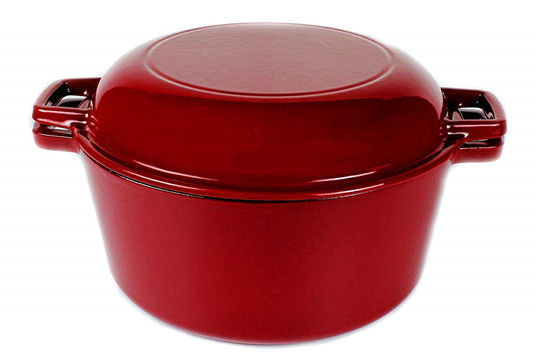 caçarola 2 do ferro fundido 4.8L em 1 forno holandês do ferro fundido com tampa do frigideira