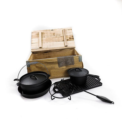 O OEM temperou pre o Cookware do ferro fundido ajustado acampando