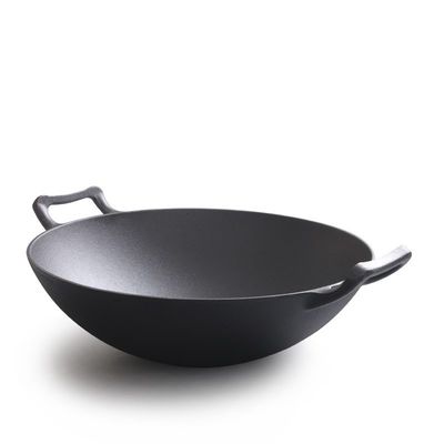 Vintage 32/36cm Wok de ferro fundido com orelhas duplas
